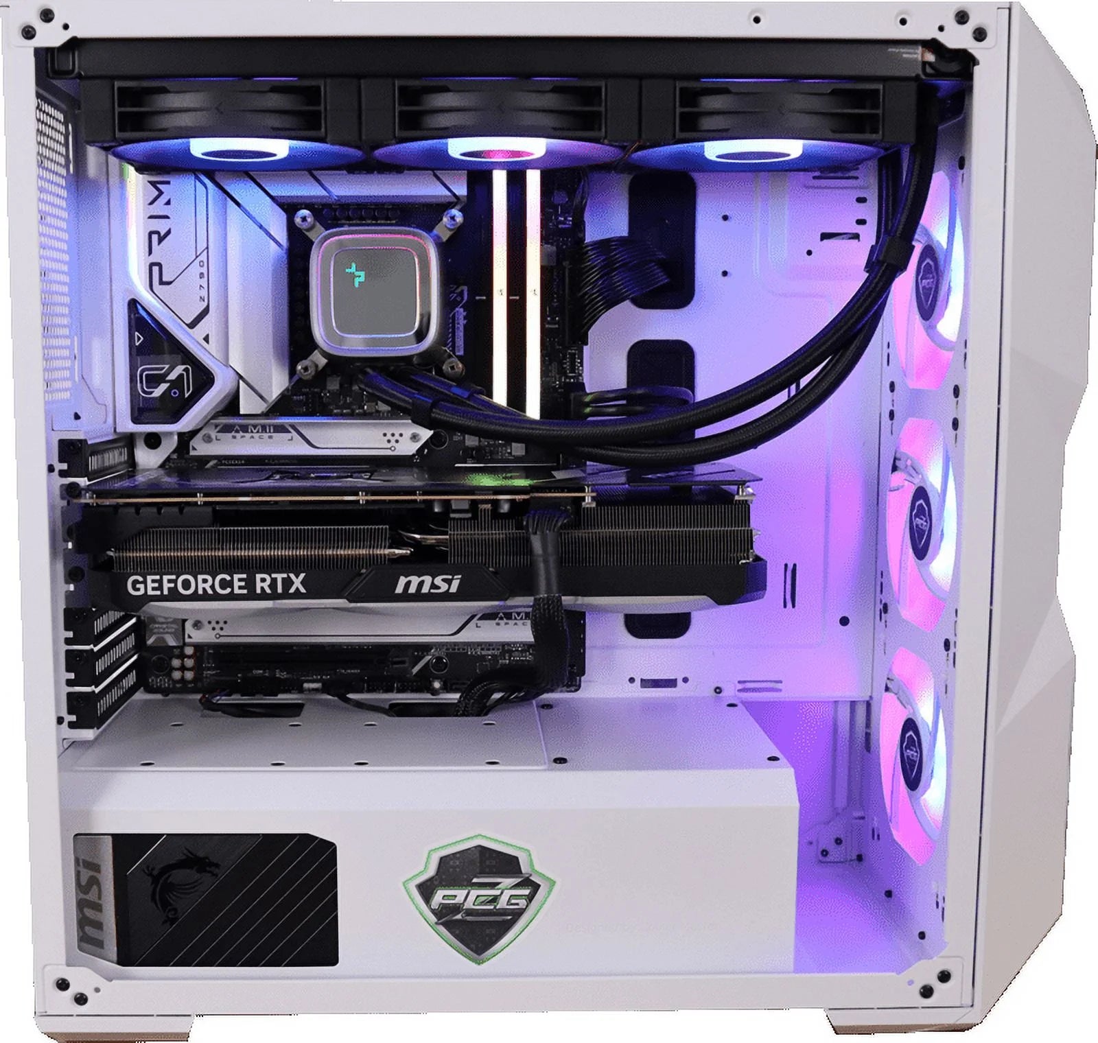 Oasis Blue Elixir Gaming Desktop PC; Nvidia RTX 4080, Intel Core I7 13700K, 32Gb DDR5 RAM, Asus Z790-A Wifi, 1 TB M.2 NVME SSD, 1000W Gold PSU, Windows 10 Pro