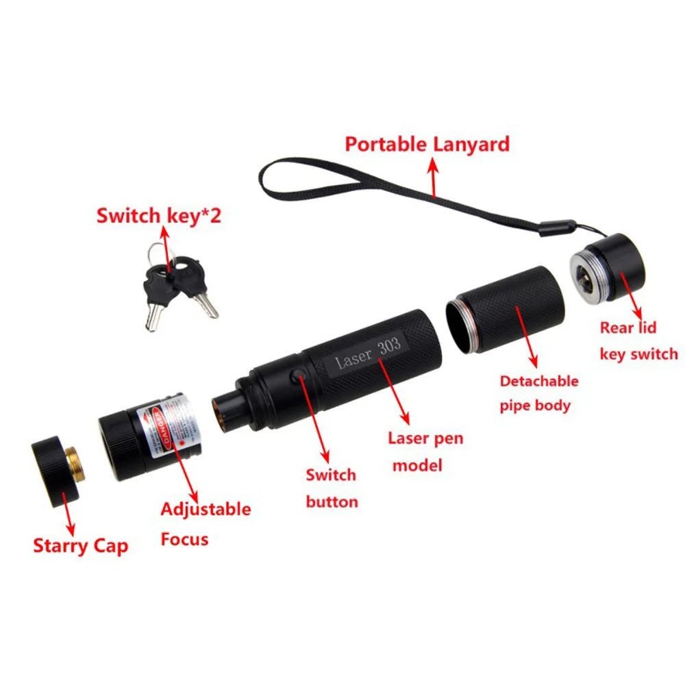 Powerful Green Laser Sight 10000M 532Nm Laser Pointer Powerful Adjustable Focus Lazer with Laser Pen Head Burning Match