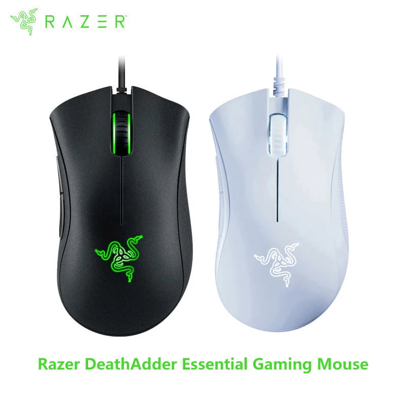 Original White  Deathadder Essential Black Gaming Mouse 6400DPI Optical Sensor 5 Independently Buttons for Laptop PC Gamer